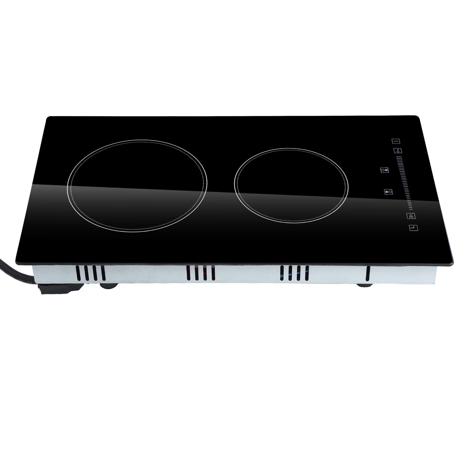 KFFKFF 2 Burner Electric Cooktop, 20 x 11.6 inches, 240V 3000W Glass Heat Plate with Touch-Sensitive Controls, Inbuilt Timer and Child Safety Feature, 9 Adjustable Heat Settings for Kitchen