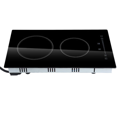 KFFKFF 2 Burner Electric Cooktop, 20 x 11.6 inches, 240V 3000W Glass Heat Plate with Touch-Sensitive Controls, Inbuilt Timer and Child Safety Feature, 9 Adjustable Heat Settings for Kitchen