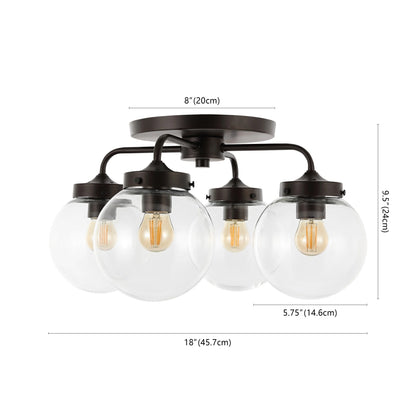 JONATHAN Y Piper 18" 4-Light Farmhouse Rustic Iron/Glass LED Semi Flush Mount, Oil Rubbed Bronze/Clear
