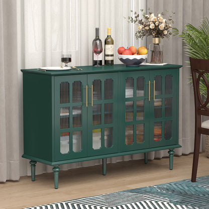 HLR 47.6" Modern Vintage Sideboards Buffet Cabinet with 4 Lattice Glass Door, Green