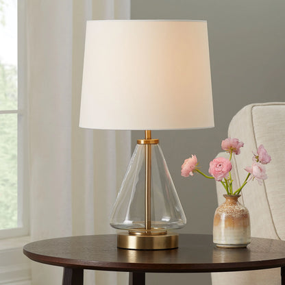 Better Homes & Gardens Glass with Brass Base Table Lamp, 18" H