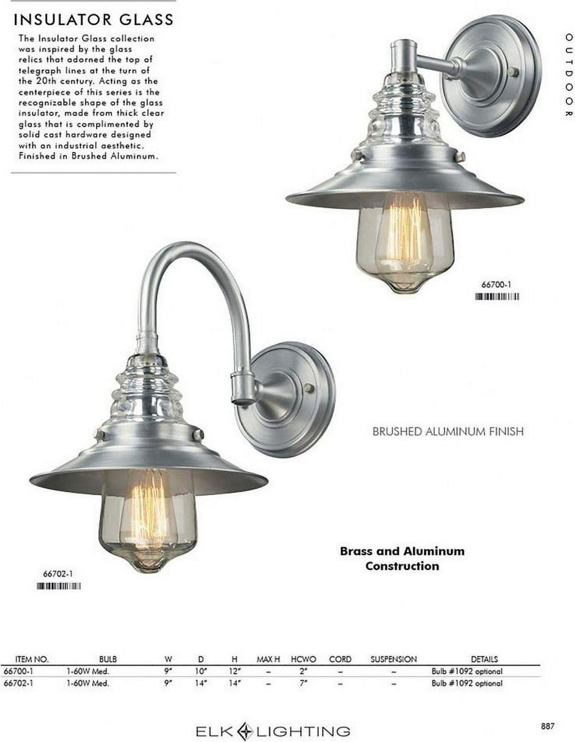 Elk Home 9-Inch Wide Insulator Glass Sconce. Transitional-Oiled Bronze
