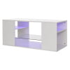 Hommpa LED Coffee Table with Glass Display Shelves for Living Room App and Remote Control LED Lights High Gloss Center Table Sofa Side Tables