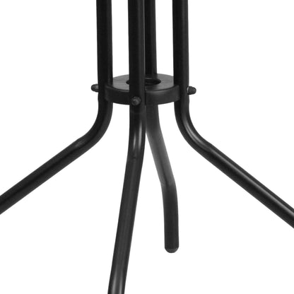 Emma + Oliver 23.75" Round Tempered Glass Metal Table