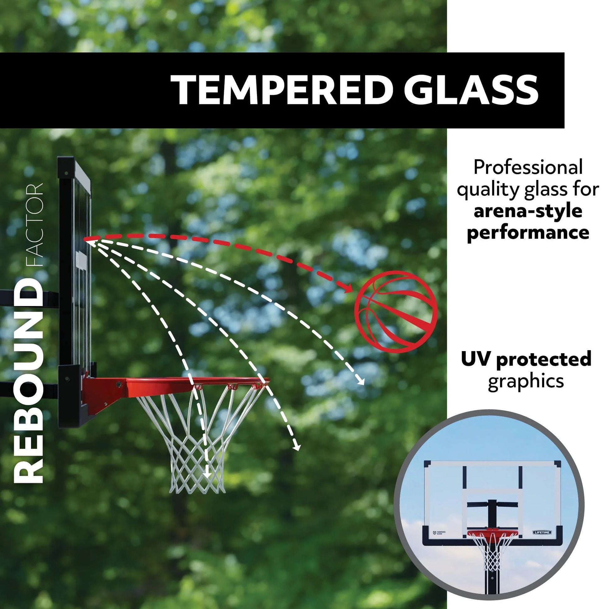 Lifetime Adjustable Height 50" x 33" Tempered Glass Basketball System
