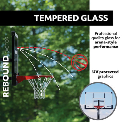 Lifetime Adjustable Height 50" x 33" Tempered Glass Basketball System