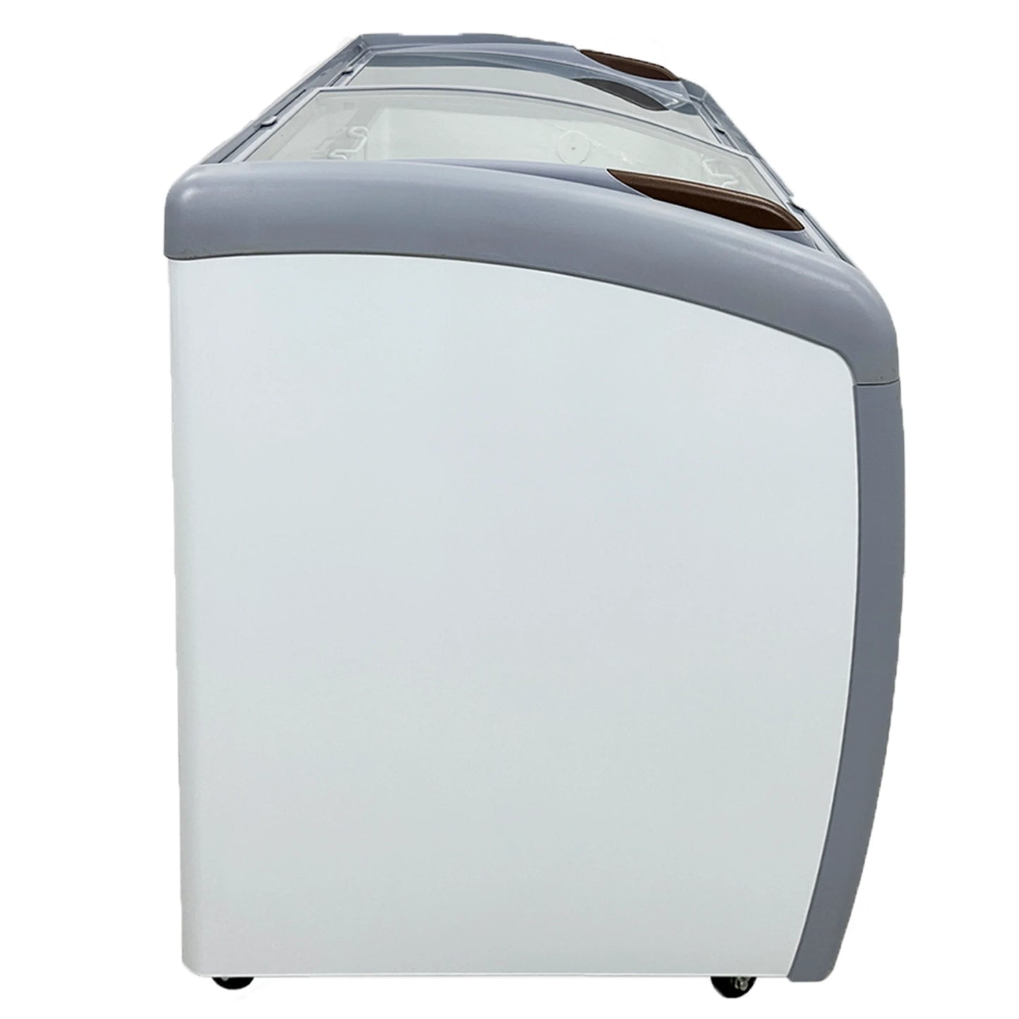 NSF 60 in. W 11.7 Cu. ft. Commercial Freezer, Curved Glass Door Display Chest Freezer in White