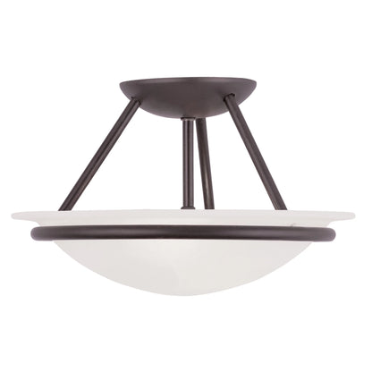 Livex Lighting Newburgh Black/White Stainless Steel/Alabaster Glass Ceiling Mount