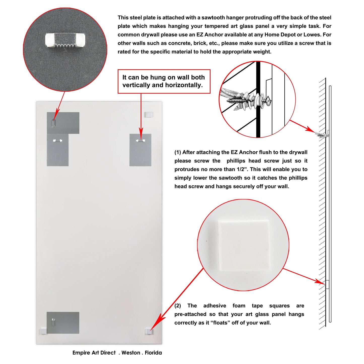 Empire Art Direct TAM-140604-5428 'Introductions'Rectangular Beveled Mirror on Free Floating Printed Tempered Art Glass