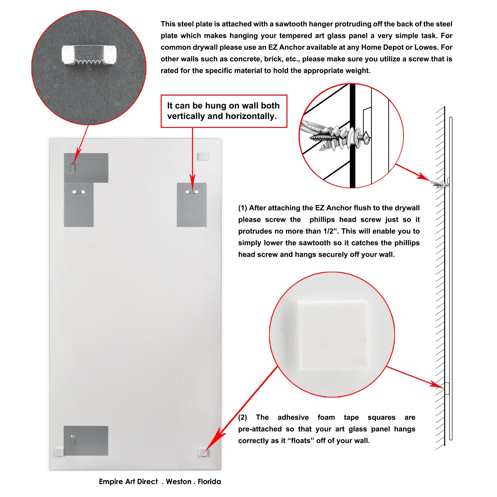 Empire Art Direct TAM-140604-5428 'Introductions'Rectangular Beveled Mirror on Free Floating Printed Tempered Art Glass