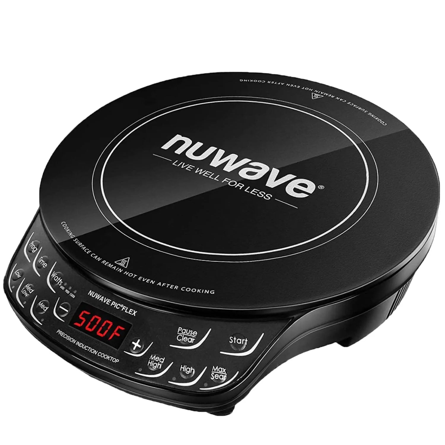 NuWave Portable Induction Cooktop Flex with 10.25-inch Shatter-Proof Ceramic Glass, Large 6.5-inch Heating Coil, 3 Wattage Settings 600, 900 & 1300 Watts