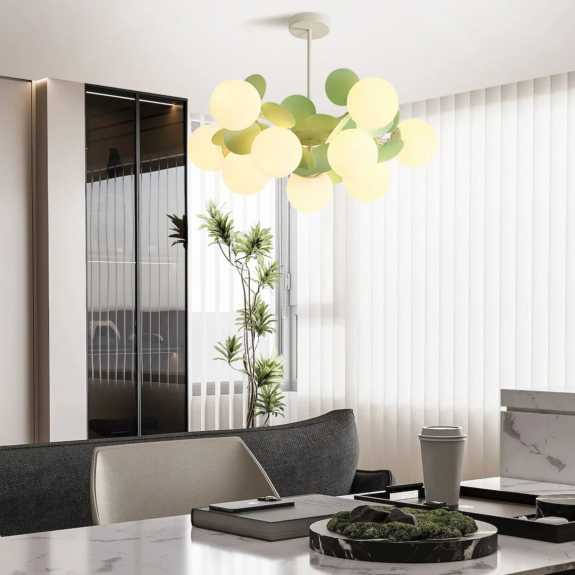 Arturesthome French Cream Style Living Room Chandelier,Magic Bean Molecular Ceiling Pendant Lamp,Modern Elegant Decorative Lamp,Glass Chandelier