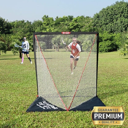 NET PLAYZ 6 x 6 x 6 Feet Lacrosse Goal Fast Install, Fiberglass Frme, Lightweight, Foldable, Portable, Carry Bag Included, Black