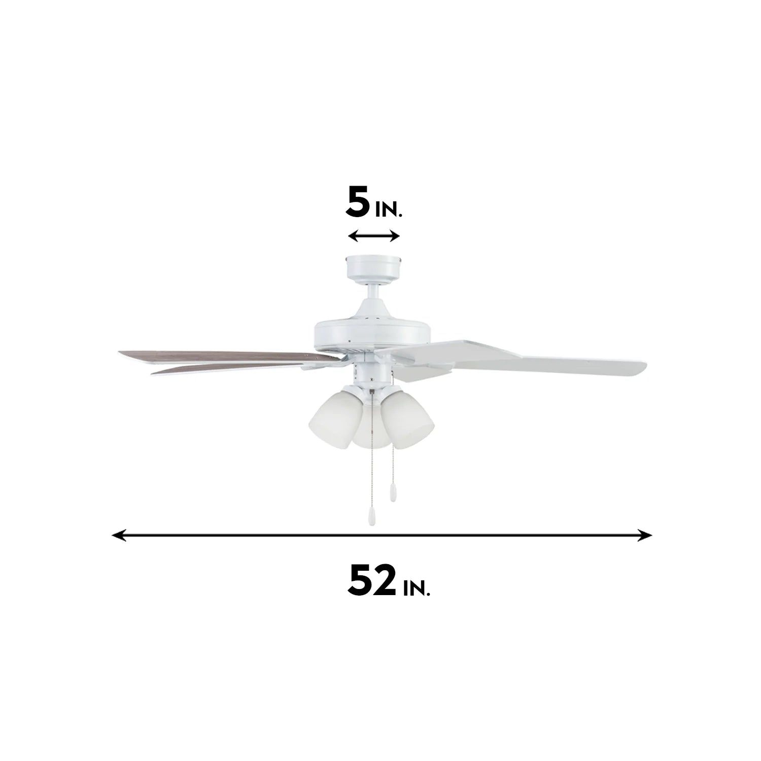 Prominence Home Stannor 52" Bronze Ceiling Fan with 5 Blades, Frosted Glass Light Kit, Pull Chains & Reverse Airflow