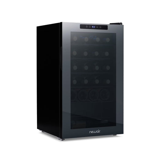 Newair Shadow Series Wine Cooler Refrigerator 24 Bottle, Freestanding Mirrored Wine Fridge with Double-Layer Tempered Glass Door & Compressor Cooling for Reds, Whites, and Sparkling Wine