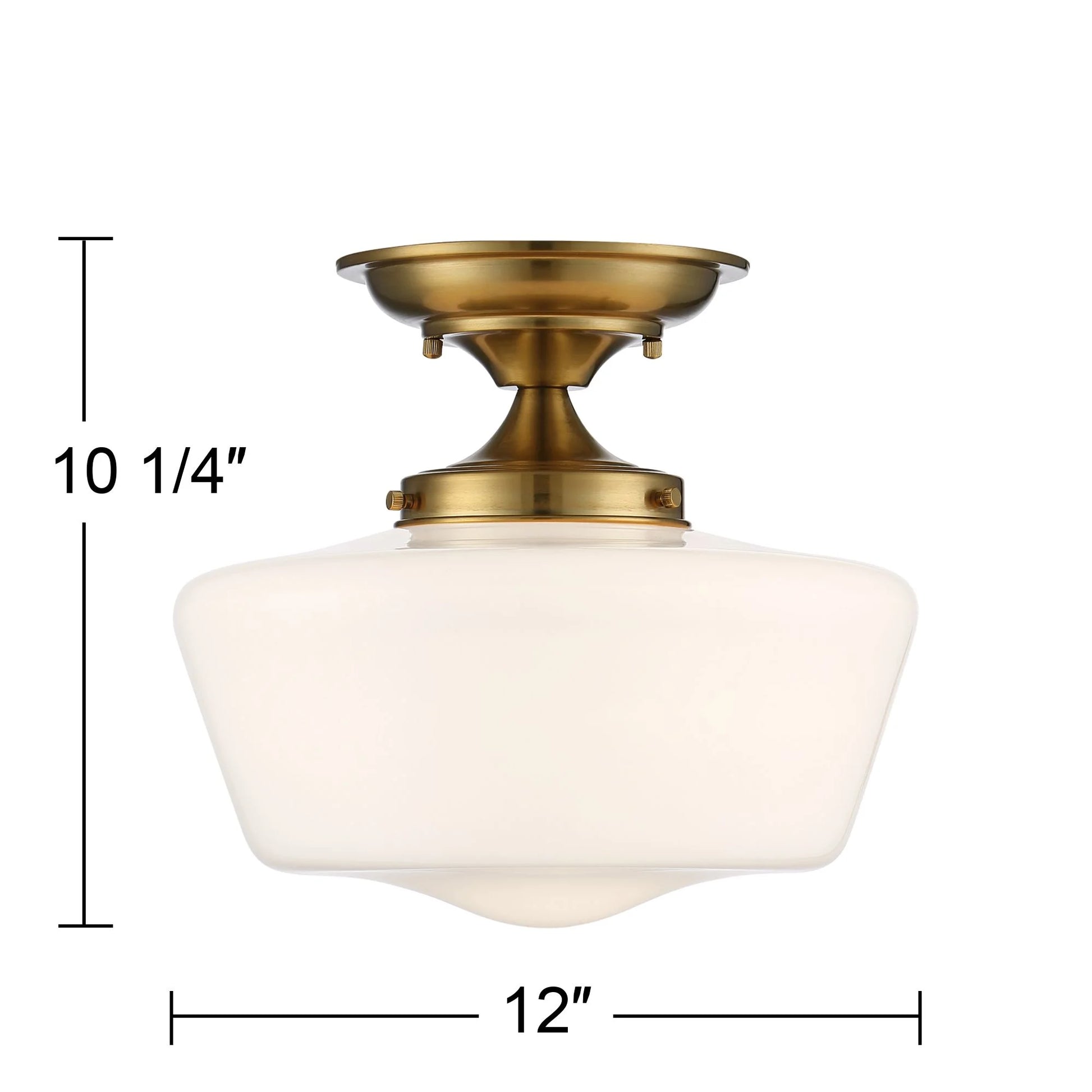 Regency Hill Rustic Farmhouse Ceiling Light Semi Flush Mount Fixture 12" Wide Soft Gold Opal White Glass for Bedroom Kitchen Living Room Hallway House