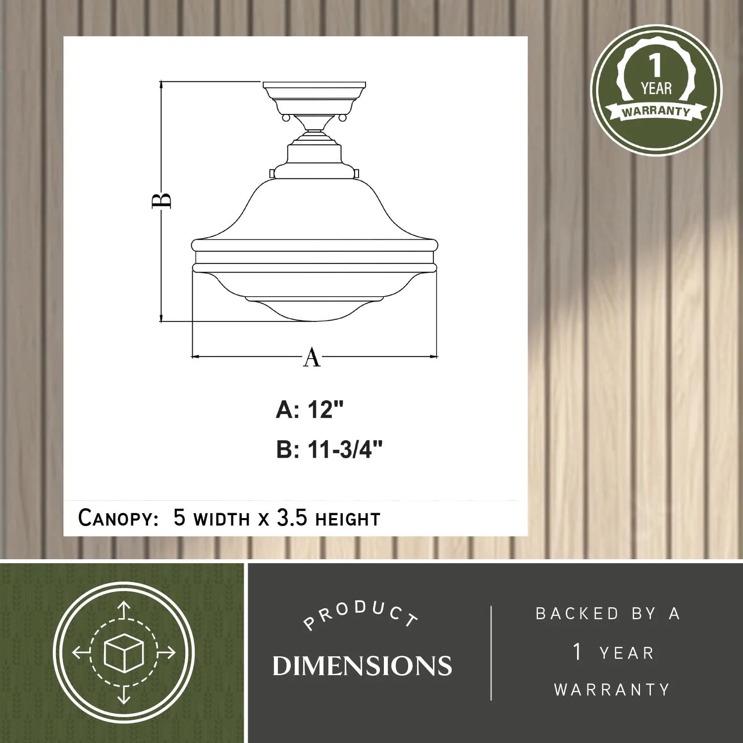 Huntley 12-in W Satin Nickel Farmhouse Schoolhouse Semi Flush Mount Ceiling Light White Glass