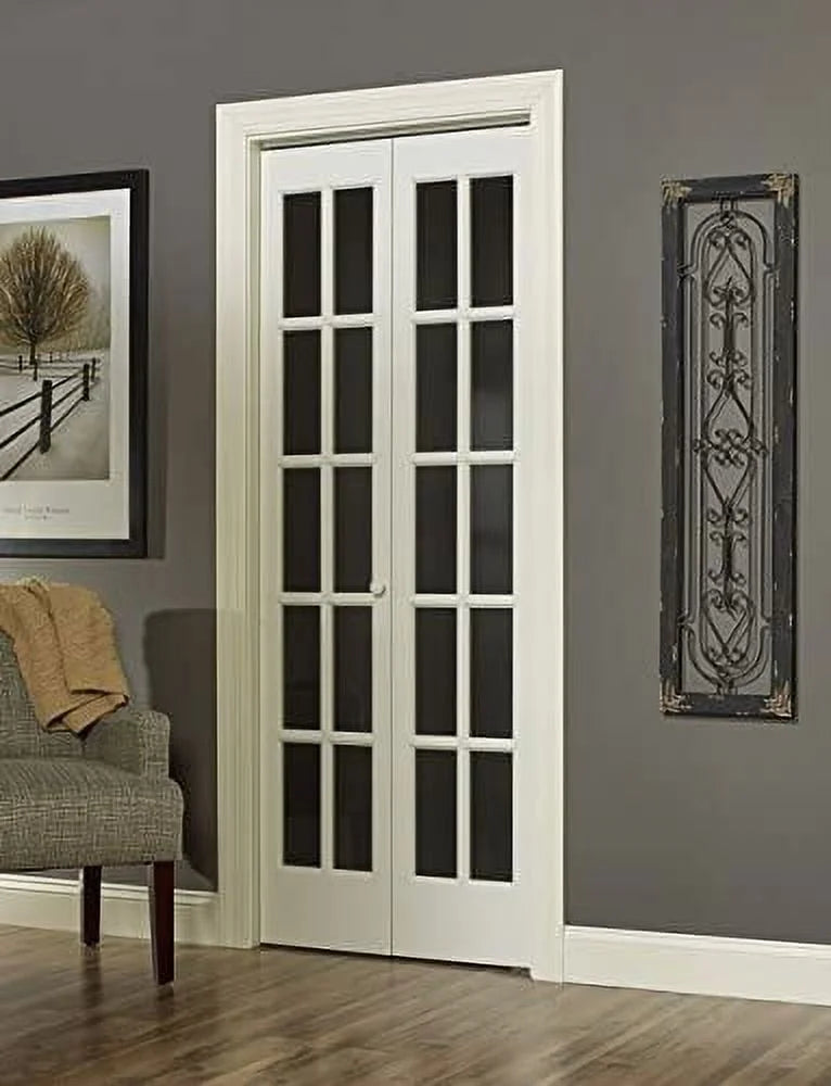 AWC Traditional Divided Glass Bifold Door fits 24"w x 80"h Unfinished Pine