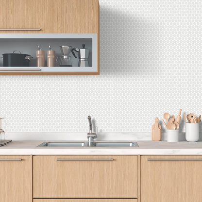 Huelva 12.68" x 11.02" Glass Penny Mosaic Floor and Wall Tile in White (Pack of 11)