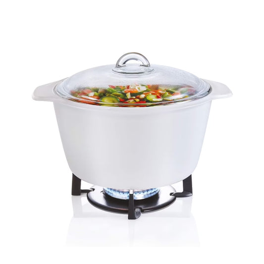 Luminarc Vitroflam White Round Ceramic Glass Casserole With Lid, 5 Quart