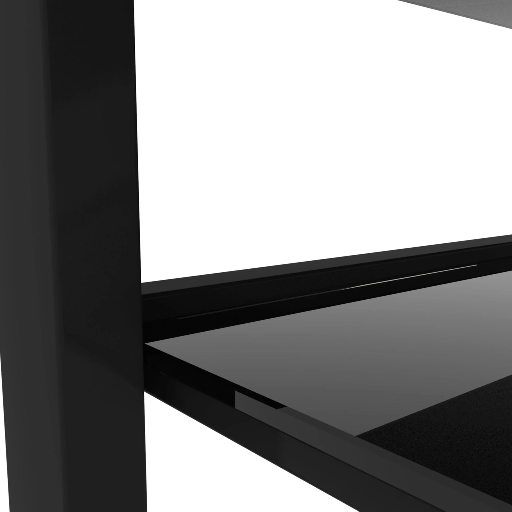Aukfa Rectangle Tempered Glass Coffee Table Metal Tube Legs End Table for Living Room, Black