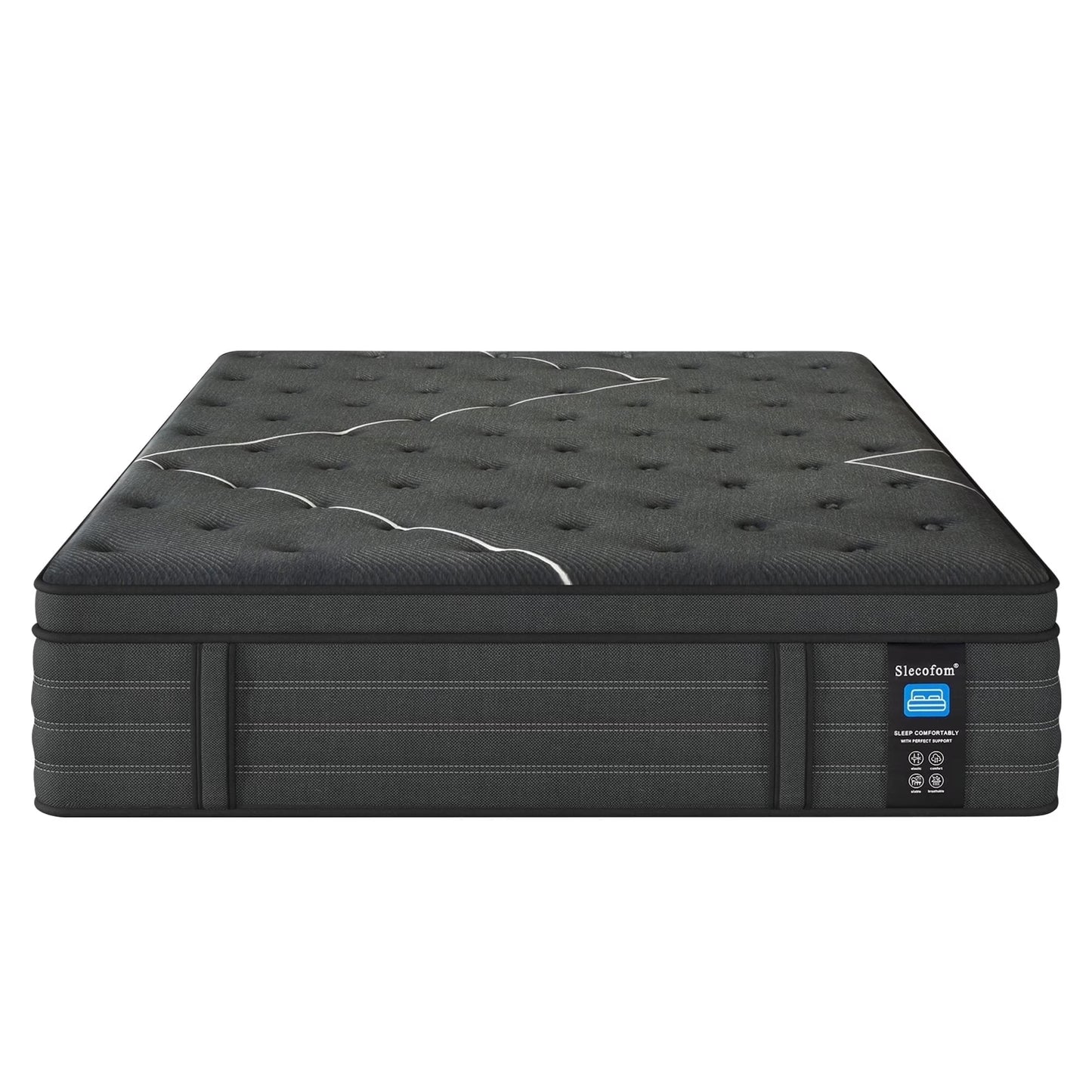 Slecofom Extra Firm Twin Mattress , 14 Inch Twin Size Mattress, Memory Foam Hybrid with Extra Lumbar Support, Back Pain Relief& Cool Sleep, Firm Foam Encased Edge,Motion Isolation,Fiberglass-Free