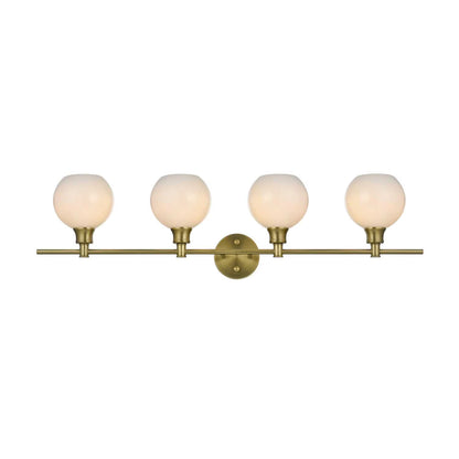 Collier 4 light Brass and Frosted white glass Wall sconce