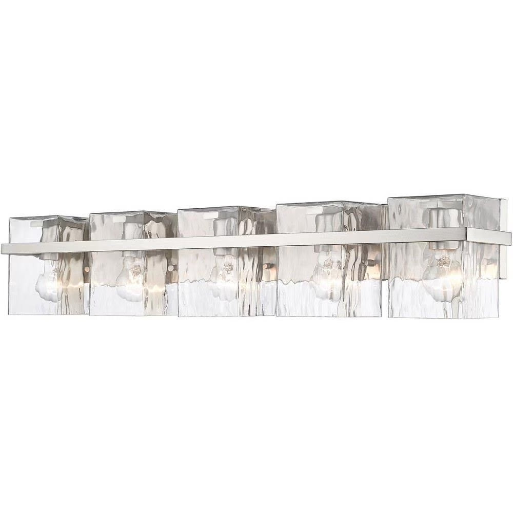 5 Light Farmhouse Steel Vanity Light Fixture with Clear Glass-7 inches H By 36.25 inches W-Brushed Nickel Finish Bailey Street Home 372-Bel-4619890
