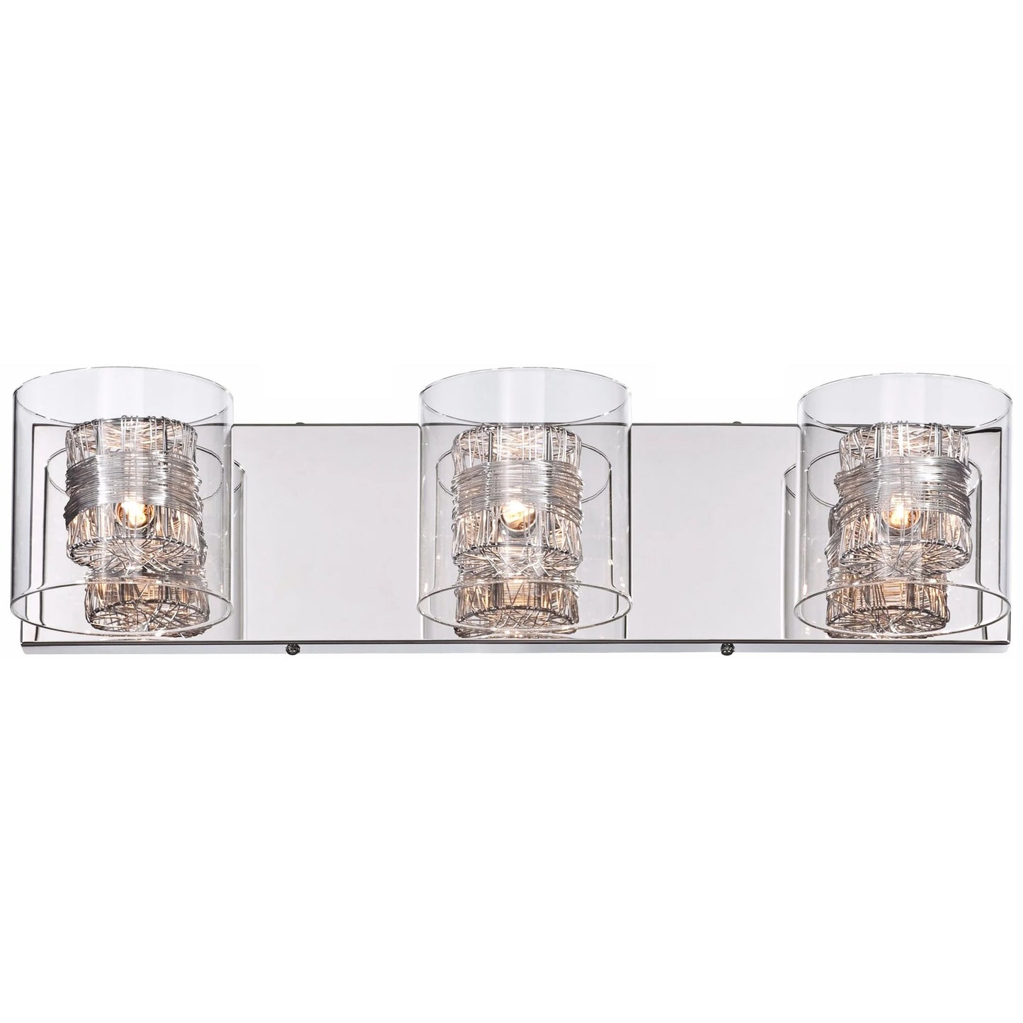 Possini Euro Design 3-Light Chrome Dimmable Vanity Light with Clear Glass Shades