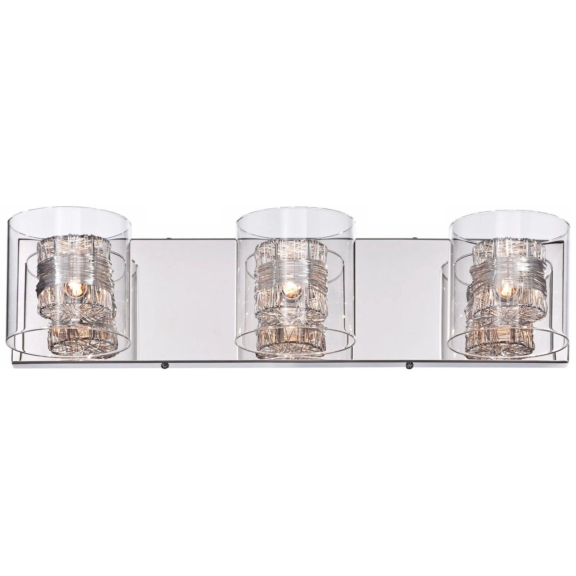 Possini Euro Design 3-Light Chrome Dimmable Vanity Light with Clear Glass Shades