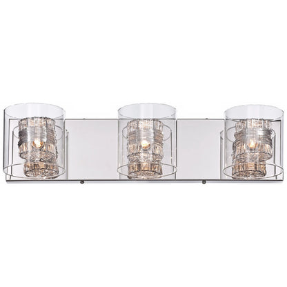 Possini Euro Design 3-Light Chrome Dimmable Vanity Light with Clear Glass Shades