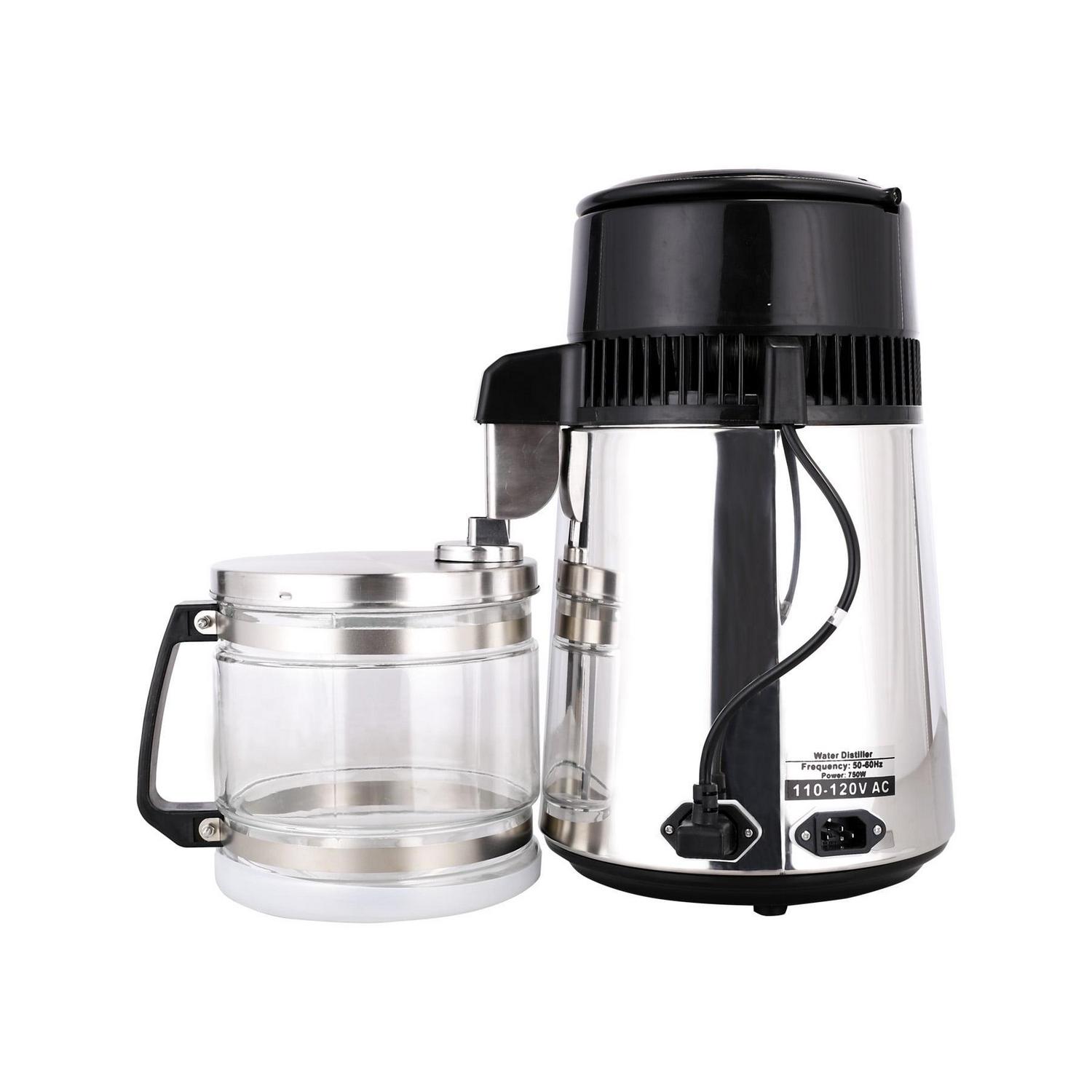 1 Gallon/4L Home Stainless Steel Water Distiller w/Glass Bottle