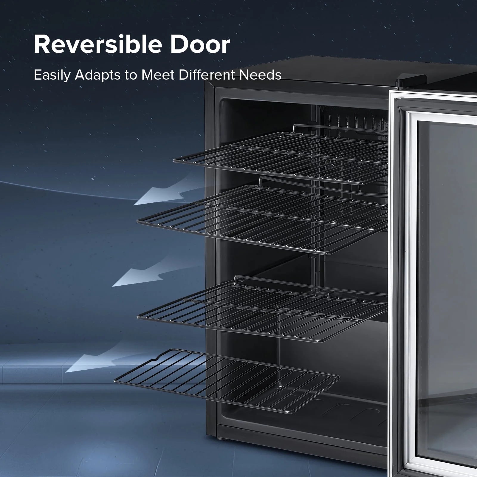 Auseo 180 Can Beverage Refrigerator and Cooler with Stainless steel frame Glass Door & Handle for Home