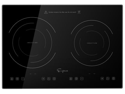 Empava Horizontal Electric Stove Induction Cooktop with 2 Burners in Black Vitro Ceramic Smooth Surface Glass 120V