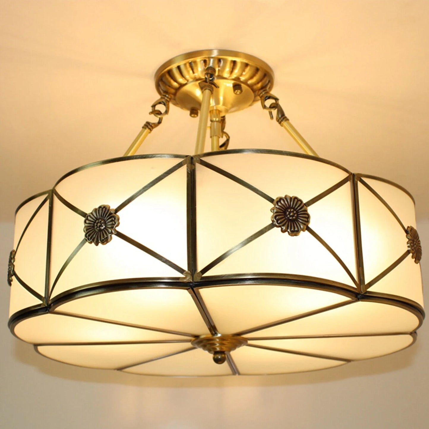 Miumaeov Vintage Ceiling Light Flush Mount Chandelier Stained Glass Pendant Lamp Fixture 110-220V