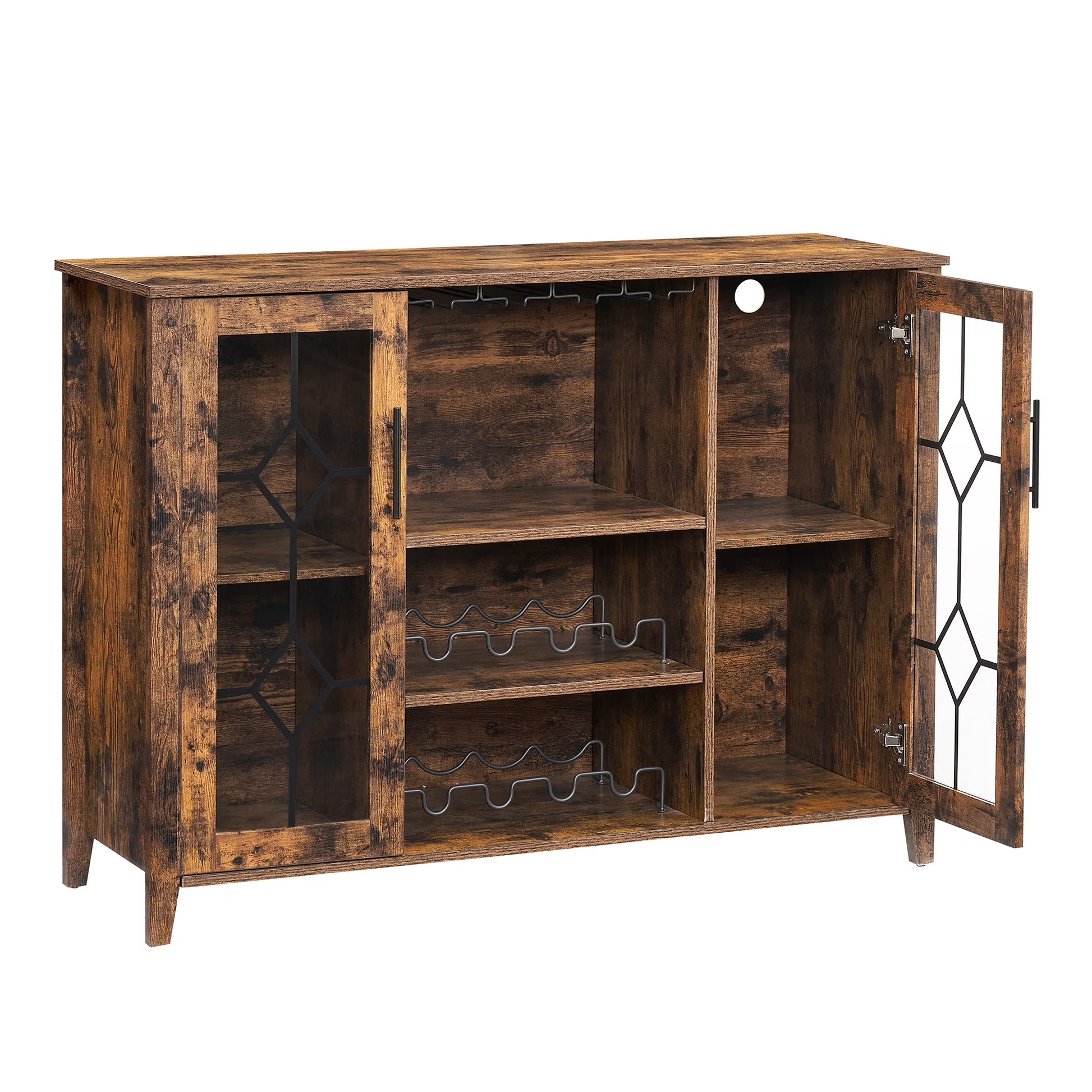 Huloretions Wine Bar Cabinet with LED Light,Modern Liquor Cabinet,Kitchen Buffet Sideboard with Storage Cabinet& Drawers,Coffee Cabinet with Wine and Glass Rack for Home