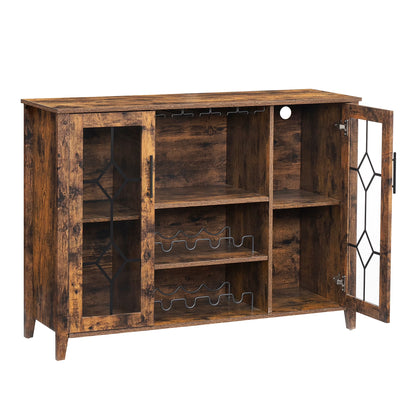 Huloretions Wine Bar Cabinet with LED Light,Modern Liquor Cabinet,Kitchen Buffet Sideboard with Storage Cabinet& Drawers,Coffee Cabinet with Wine and Glass Rack for Home