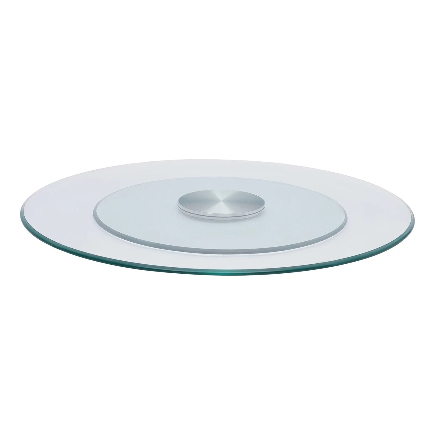 60cm/23.62inch Round Glass Top Dining Table 60-80cm Beveled Polished Edge Turntable for Banquet