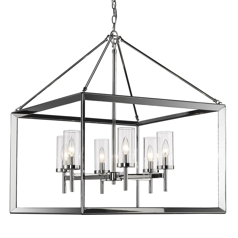 Golden Lighting Smyth 6-Light Chandelier in Chrome with Clear Glass