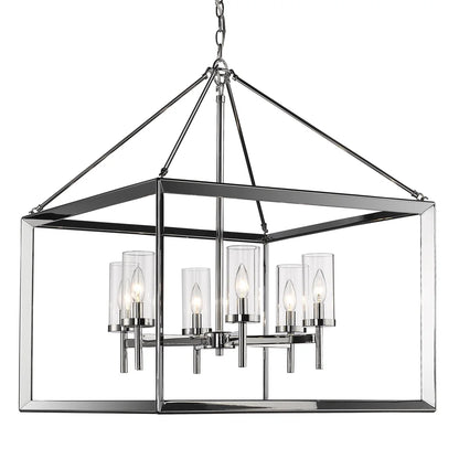 Golden Lighting Smyth 6-Light Chandelier in Chrome with Clear Glass