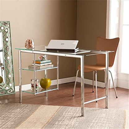 SEI Furniture Oslo Glass Desk in Chrome