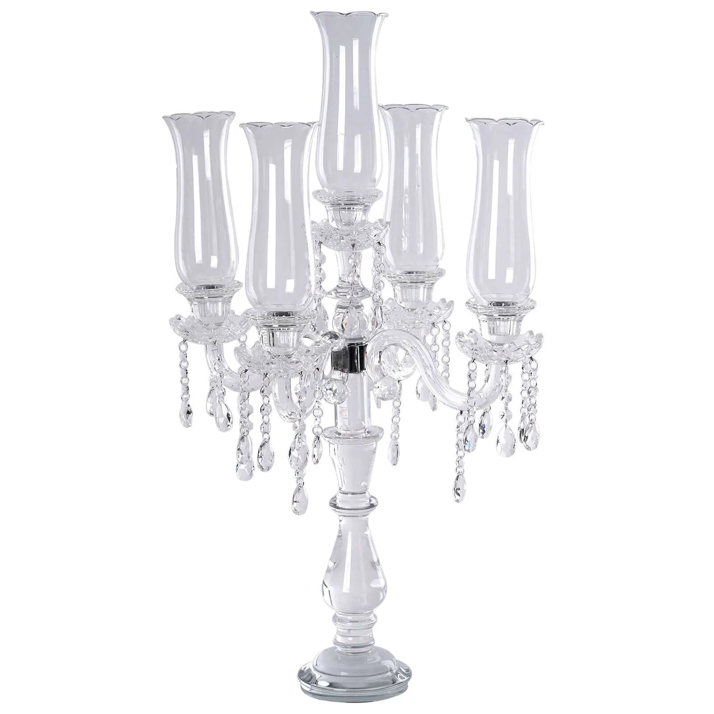 Efavormart 32" Tall 5 Arm PREMIUM Hurricane Taper Crystal Glass Candle Holder Candle Holder Wedding Centerpiece