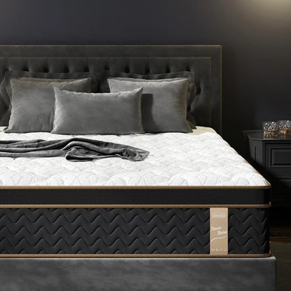 CoSoTower King Mattress, 10 Inch Plush Mattresses with Memory Foam, Fiberglass-Free Mattress in A Box, Individual Pocket Spring-Motion Isolation-Edge Support,Certipur-US Certified