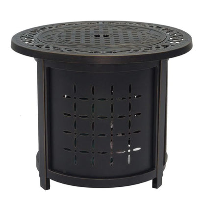 iPatio Outdoor Cast Aluminum 30" Round Firepit Table: Durable and Modern Patio Firepit Table with Lid and Glass Firebeads for Outdoor Heating and Entertainment