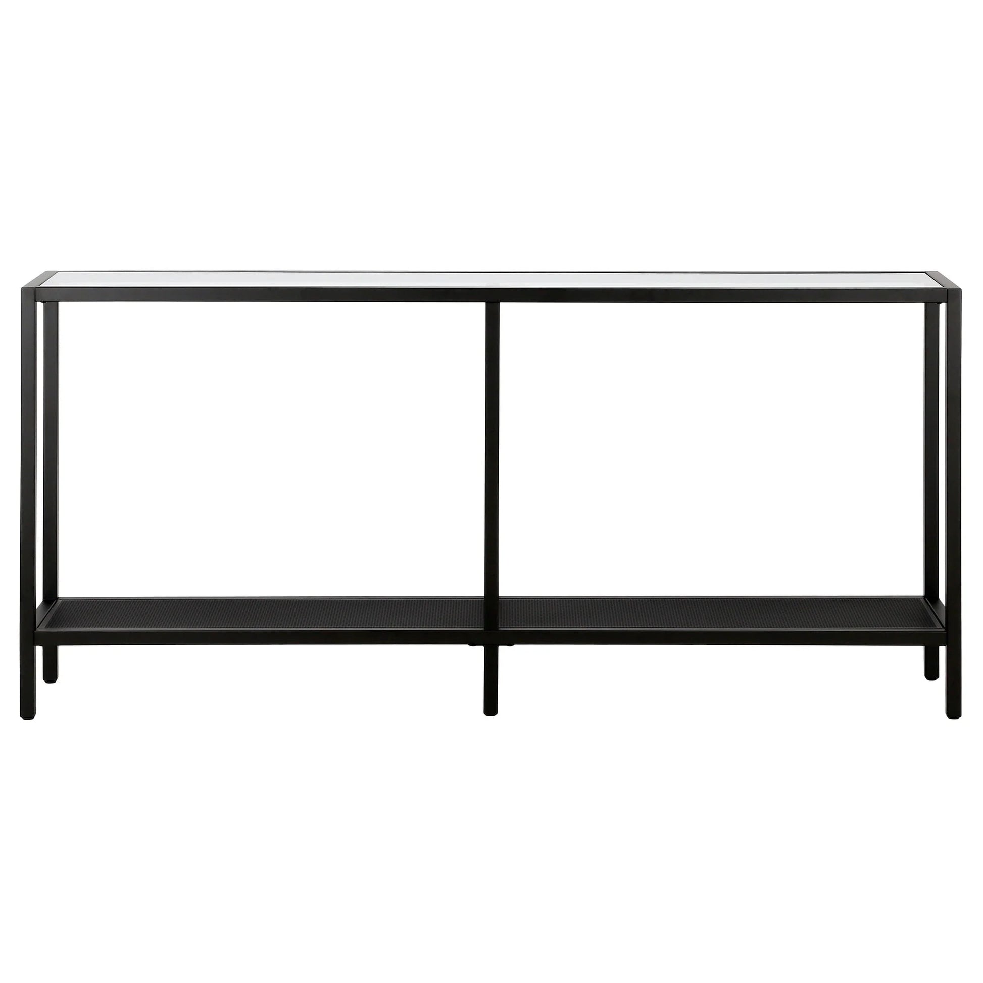 Evelyn& Zoe Contemporary Metal Console Table with Glass Top