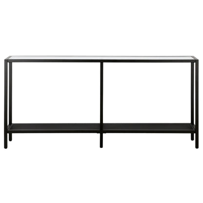 Evelyn& Zoe Contemporary Metal Console Table with Glass Top