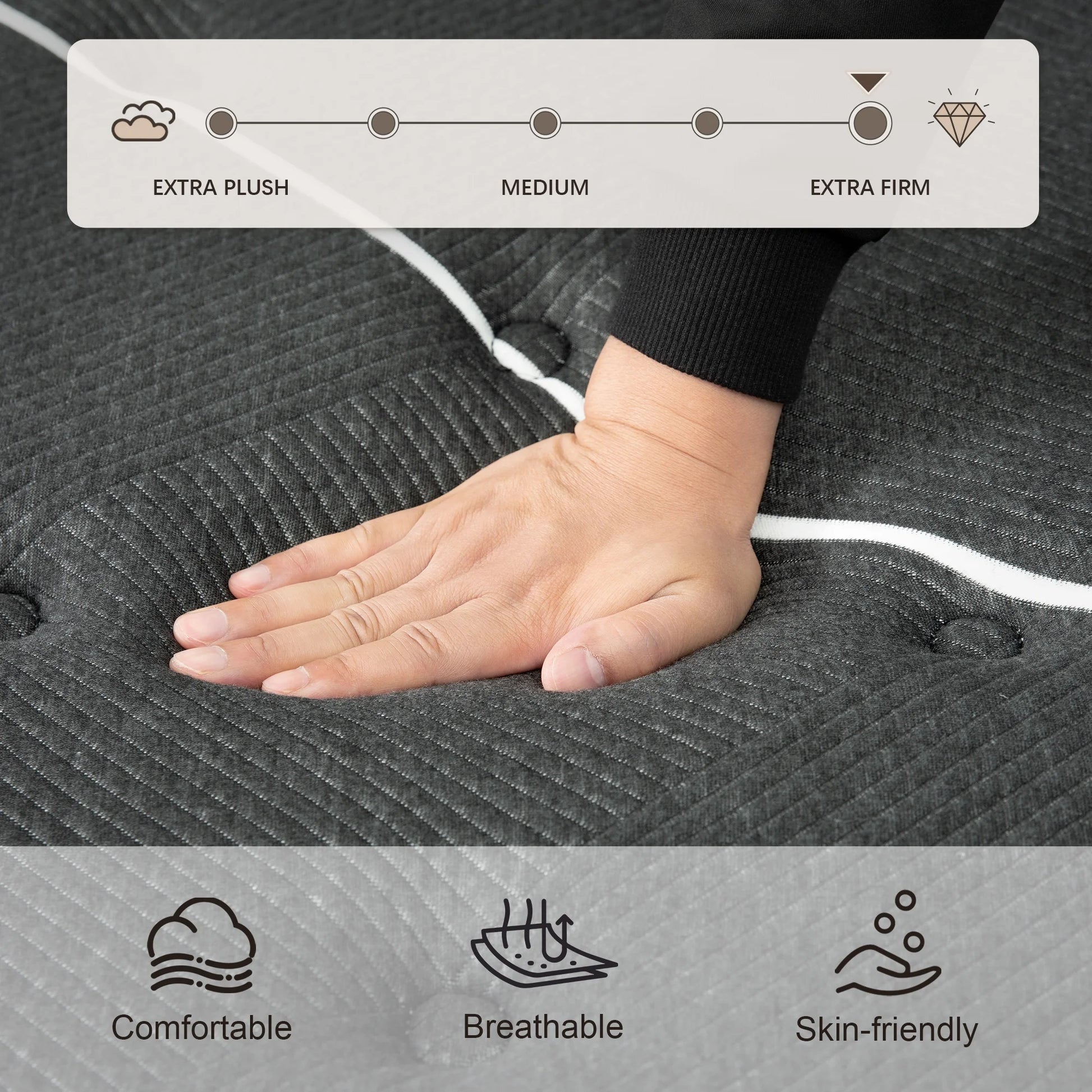 Slecofom Extra Firm Twin Mattress , 14 Inch Twin Size Mattress, Memory Foam Hybrid with Extra Lumbar Support, Back Pain Relief& Cool Sleep, Firm Foam Encased Edge,Motion Isolation,Fiberglass-Free