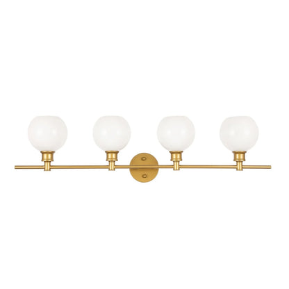 Collier 4 light Brass and Frosted white glass Wall sconce