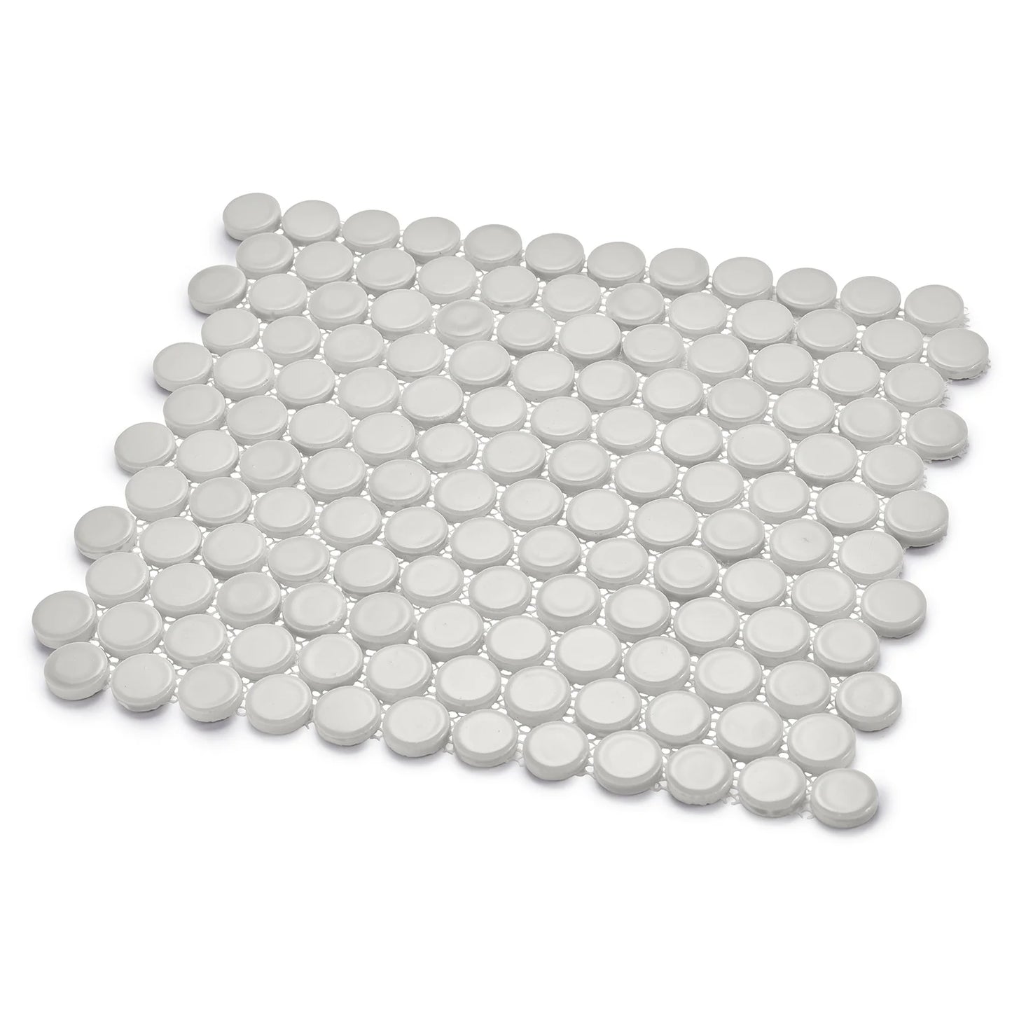 Huelva 12.68" x 11.02" Glass Penny Mosaic Floor and Wall Tile in White (Pack of 11)