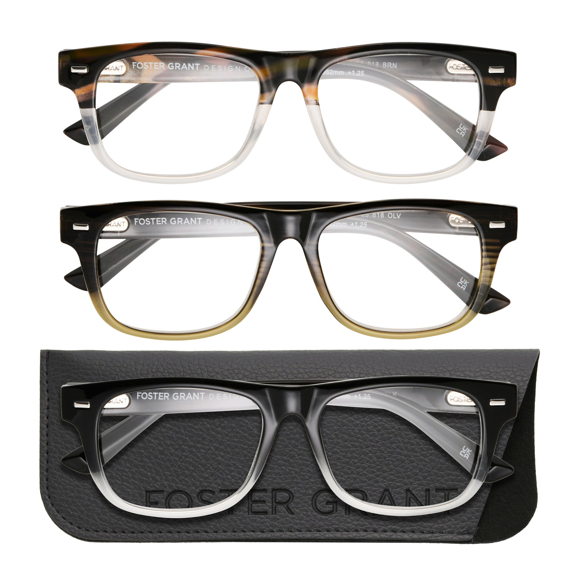 Design Optics by Foster Grant #818 Square Way Style Reading Glasses, 3-pack